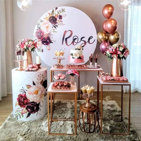 festa feminina floral em dourado  rose gold decor por atloveparyk reposted