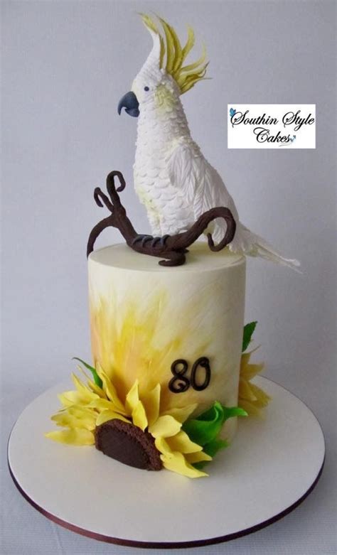 birthday cake 3d fondant cockatoo bird cakes sunflower