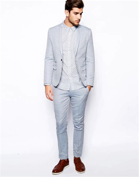 selected light blue suit  chambray  asos