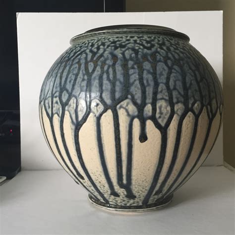 modern drip glaze art pottery trees  read signature