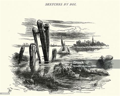 charles dickens sketches  boz stock illustration  image