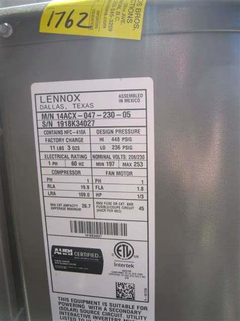 lennox acx    air conditioner  pallet
