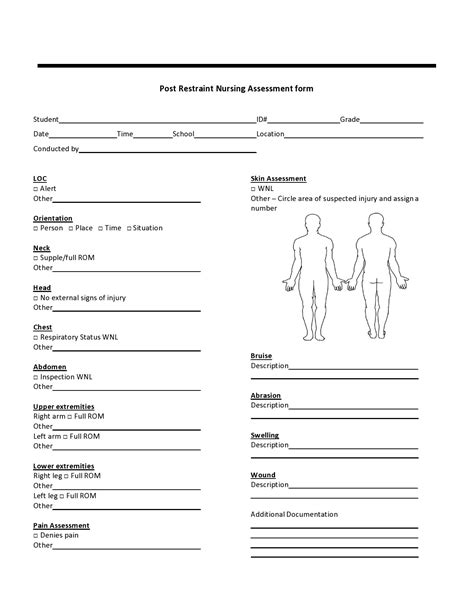 head  toe printable nursing assessment form template