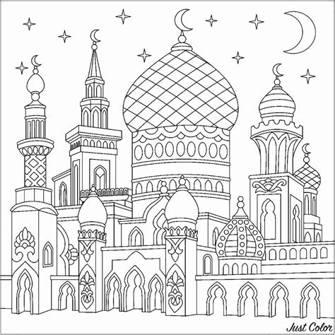 ramadan coloring activities seni islamis halaman mewarnai sketsa