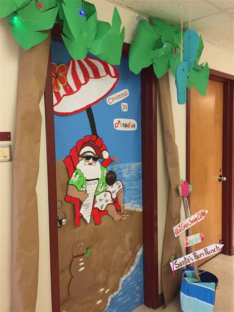 tropical santa holiday door decoration