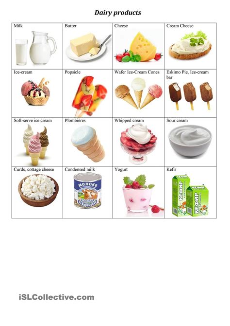 dairy products picture dictionary flashcards poon pinterest