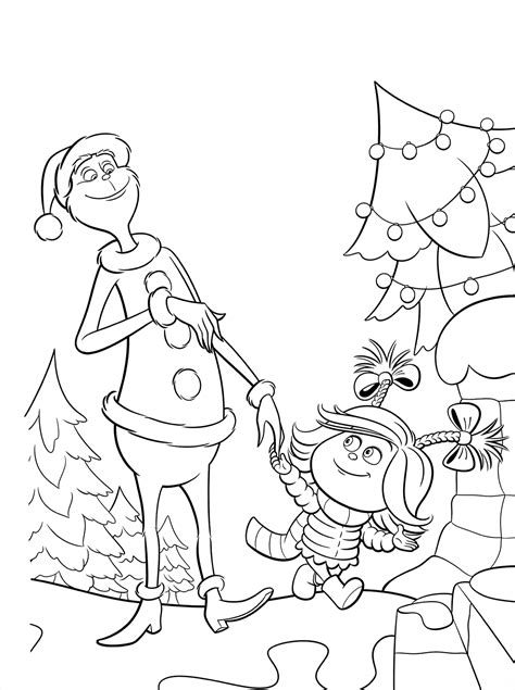 cindy lou grinch  calling  dinner coloring pages