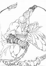 Kratos Deus Atacando Getcolorings Coloringcity sketch template