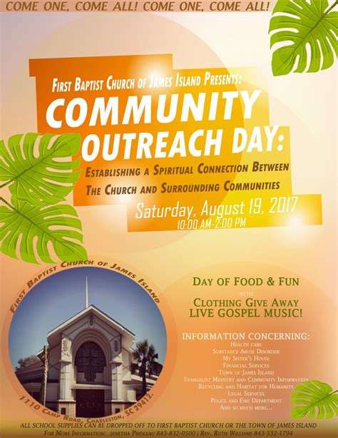 community outreach day  baptist church  james island