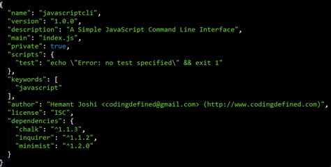 create simple javascript cli  nodejs coding defined