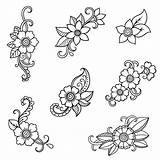 Henna Tattoo Flower Template Mehndi Style Patterns Designs Premium Simple Ornamental Oriental Set Vector Drawings sketch template