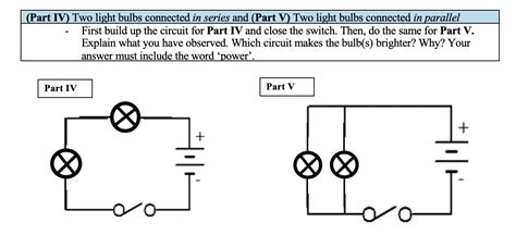 solved part iv  light bulbs connected  series  cheggcom