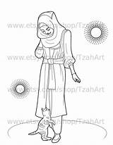 Muslimah Hijabi Lady sketch template
