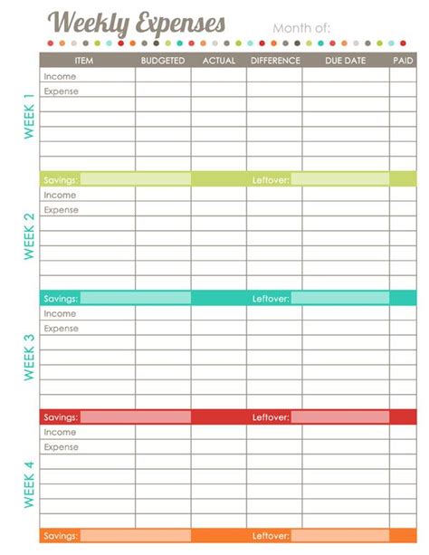 printable weekly planner   week  month  colorful lines