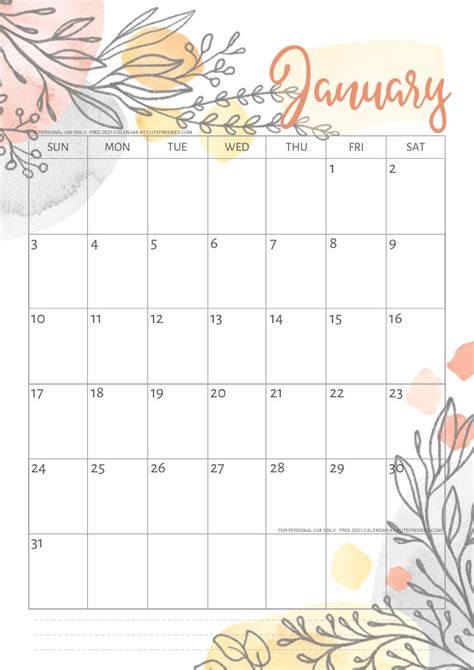 october calendar  watercolor flowers  leaves