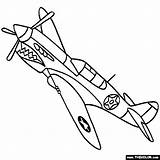 Warhawk Spitfire Airplanes Curtiss Colouring Kittyhawk Tomahawk Thecolor sketch template