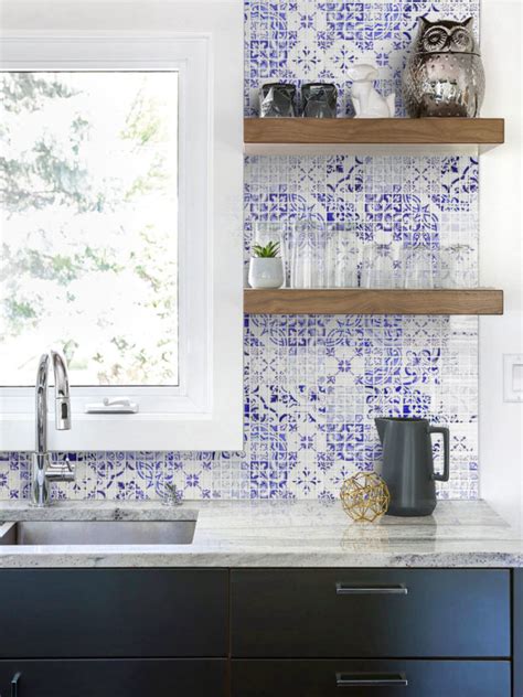 Blue Glass Mediterranean Style Backsplash Tile