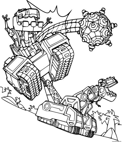 ty rux fighting  structs dinotrux coloring page printable