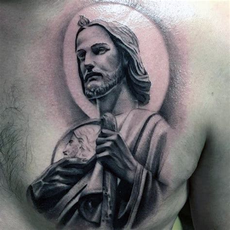 40 Jesus Chest Tattoo Designs For Men Chris Ink Ideas