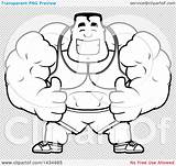 Cartoon Thumbs Beefcake Lineart Bodybuilder Muscular Buff Giving Illustration Two sketch template