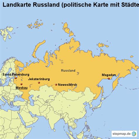 landkarte russland politische karte mit staedten von laenderkarte