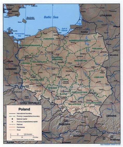 large political and administrative map of poland with