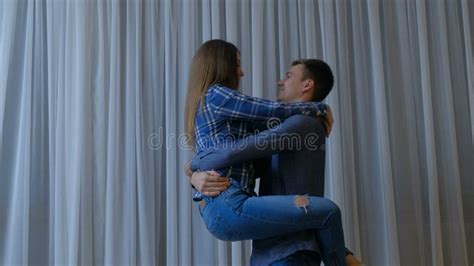 Couple In Love Hugging And Dancing At Home Stock Footage Video Of