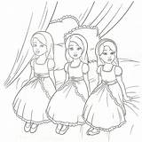 Coloring Barbie Pages Girls Three Friends Princess sketch template