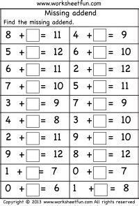 kindergarten addition  subtraction worksheets  grade math