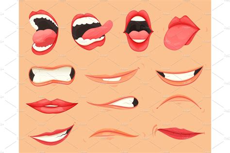 set of female lips with pre designed vector graphics ~ creative market