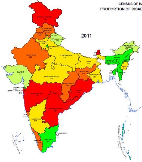 proportion of disabled populationindia and states uts 2011
