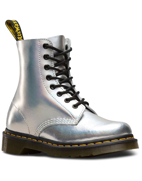 dr martens  pascal iced metallic  glam boots silver