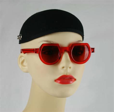 Hi Tek Round Sunglasses Red Plastic Frame Red Lenses Ht 010 Hi Tek