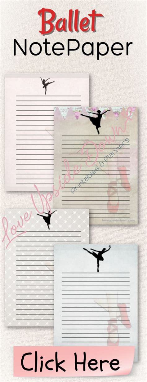 ballerina note pad printable paper   great addition  note