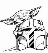 Yoda Mandalorian Grogu Hugs sketch template