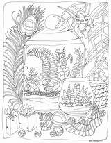 Coloring Succulent Terrarium Pages Adult Etsy Getcolorings Colouring Feather Peacock Craft Cacti sketch template