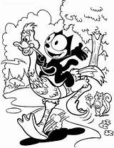 Felix Cat Ride Coloring Bird Pages sketch template