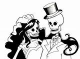 Skeleton Clipart Bride Groom Skull Cartoon Dead Halloween Zombie Clip Wedding Skulls Drawing Cliparts Couple Skeletons Silhouette Sugar Death Do sketch template