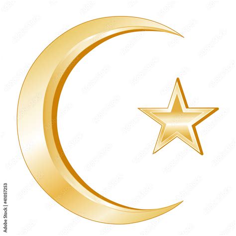 islam symbol gold crescent  star icons  islamic faith stock