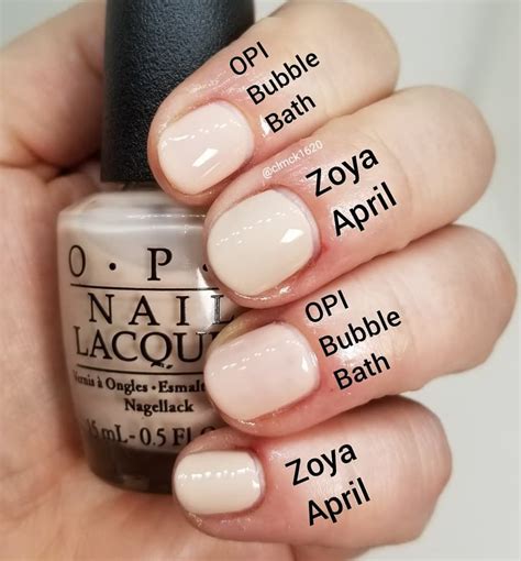 comparison swatches opi bubble bath index ring zoya april middle pinky cuticle oil