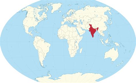 india op de wereldkaart omringende landen en ligging op de kaart van azie