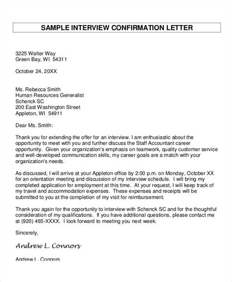 sample confirmation letters