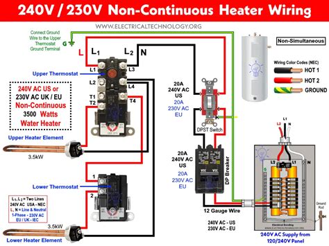 electric water heater wiring diagram thermostat kw phase simultaneous  wire  water