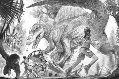 Jurassic Park 3 Concept Art Spinosaur Encounter By Indominusrex On