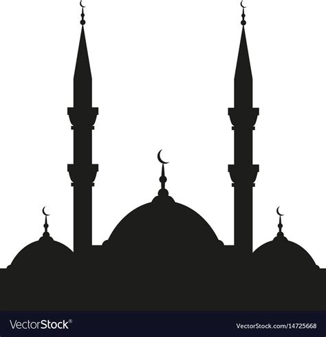 Traditional Mosque Silhouette Isolated On White Vector Image