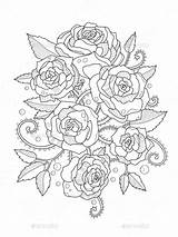 Coloring Roses Adults Book Rose Adult Tattoo Pages Vector Flower Stencil Graphicriver Colouring Color Anti Lizard Books Preview Illustration Rosa sketch template