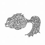 Zentangle Poissons Utsmyckad Fisk Illustrationer sketch template