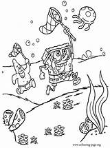 Spongebob Coloring Patrick Jellyfish Hunting Squarepants Colouring Bottom Bikini City Underwater Sheet sketch template
