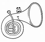 Trompa Corno Horn Trompe Acolore Portafortuna Stampare Colorier Baritone Musica Colorato Coloringcrew Coloritou sketch template
