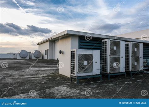 air conditioning   rooftop stock image image  aircon overcast